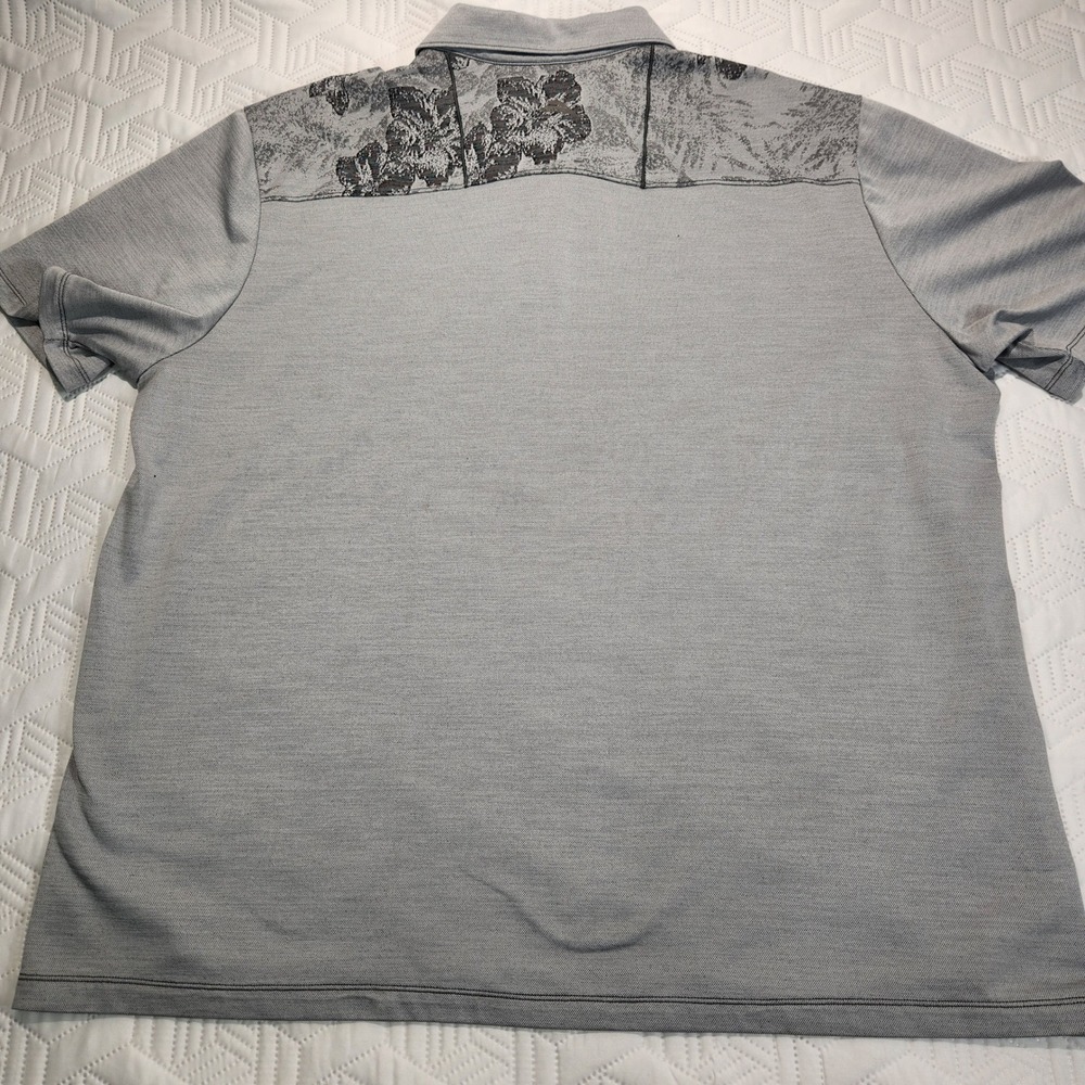 Tommy Bahama Island Zone Polo Shirt Gray Hibiscus Floral Mens XXL-T Golf Casual - Picture 6 of 8